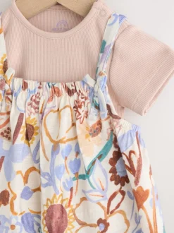 Rompertjes En Tuinbroeken|Tuinbroeken|Next - Babyjersey bretelbroeken en Bodysuits Set van 2 stuks (0maanden -3jaar) Paars met bloemen