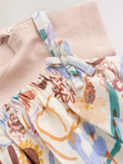 Rompertjes En Tuinbroeken|Tuinbroeken|Next - Babyjersey bretelbroeken en Bodysuits Set van 2 stuks (0maanden -3jaar) Paars met bloemen