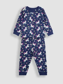 Nachtkleding En Pyjama's|Pyjama's|Jojo Maman Bébé - Print Glow In The Dark Jersey Pyjamas Paars met eenhoornprint