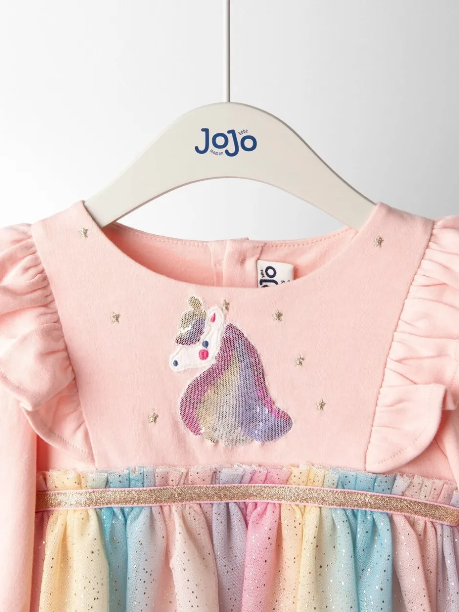 Gelegenheidskleding|Jurken*Jojo Maman Bébé - feestjurk met tule-applicatie Paars met eenhoornprint