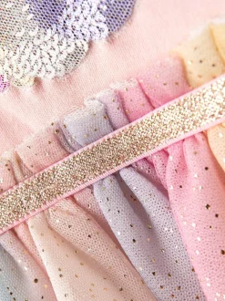 Gelegenheidskleding|Jurken*Jojo Maman Bébé - feestjurk met tule-applicatie Paars met eenhoornprint