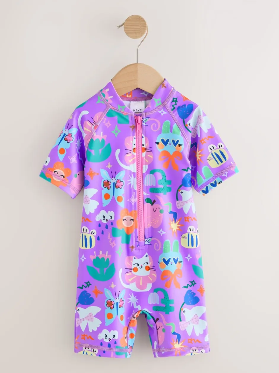 Badkleding|Badkleding*Next Paars met figuurtjes - Zonbeschermend badpak (3 mnd-10 jr)