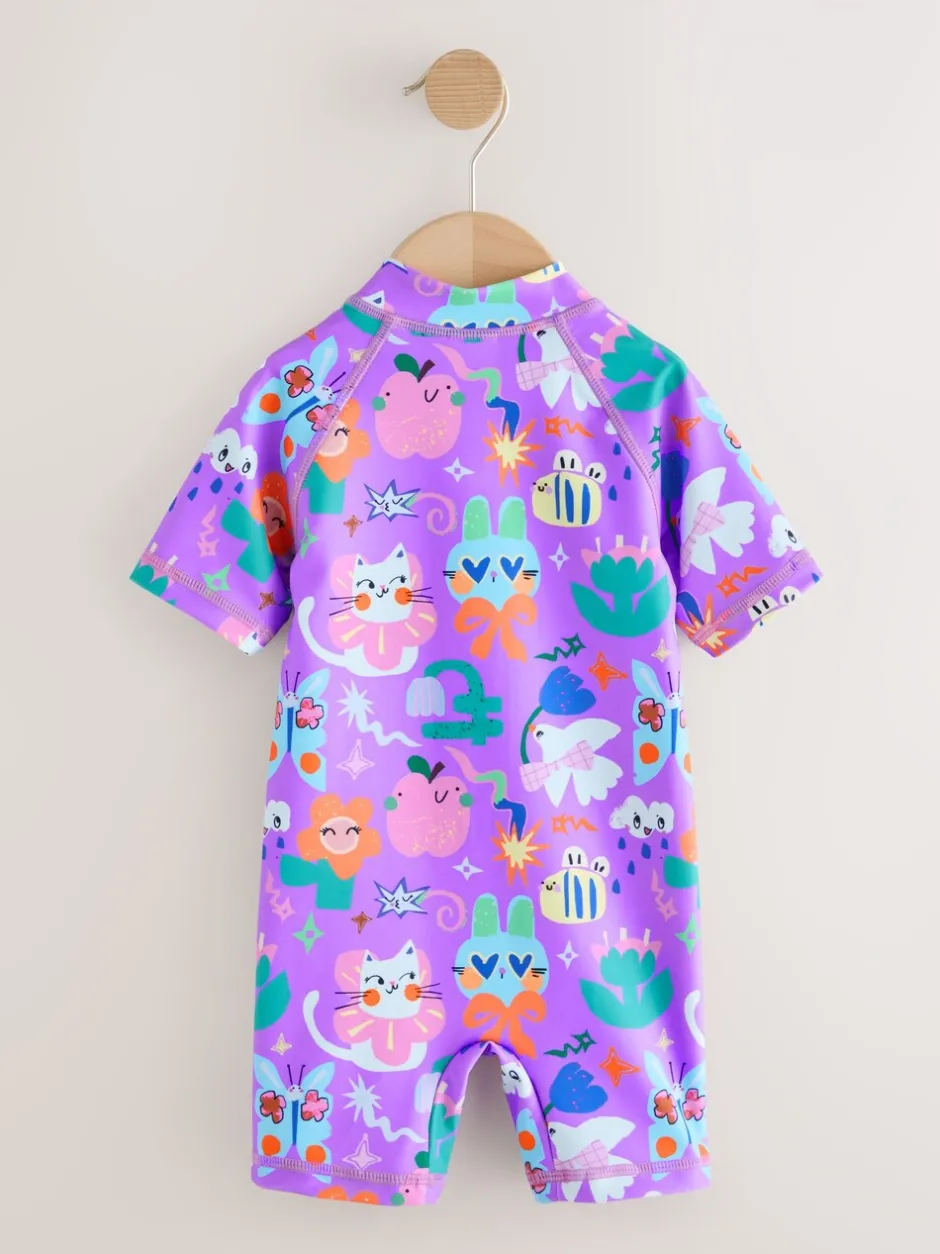 Badkleding|Badkleding*Next Paars met figuurtjes - Zonbeschermend badpak (3 mnd-10 jr)