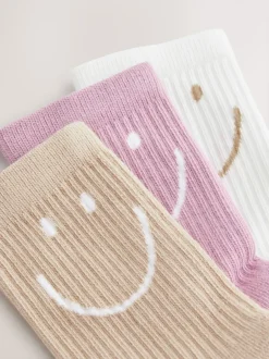 Sokken En Panty's|Sokken En Panty's|Next Paars, Wit en Naturel - 3 Paar enkelsokken met verzachte zool en hoog katoengehalte