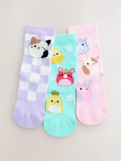 Sokken En Panty's|Next Paars/aqua - Cotton Rich Squishmallows Ankle Socks 3 Pack