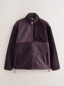 Jassen En Jacks|Sweaters En Hoody´S*Next - Cord Block Zip Through Funnel Fleece Paarsblauw