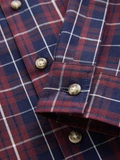 Shirts|Next - Geruit katoenen overhemd met lange mouwen (3-16jaar) Paarsblauw