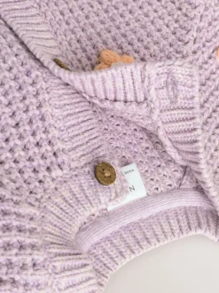 Truien En Breisels|Gebreide Kleding|Next - Geborduurd vest (0 mnd - 2 jr) Paarse en abrikozenkleurige bloemen voor baby's