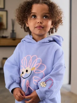 Sets En Combisets|Truien En Breisels|Next Paarse gestreepte bloem - Set met hoodie en joggingbroek met rechte wijde pijpen (3mnd -7jr)