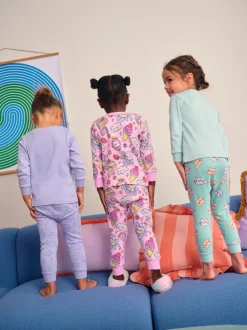 Multipacks|Nachtkleding En Pyjama's|Next - Verpakking van 3 knusse pyjama's (9 mnd-10 jr) Paarse kattenprint