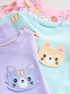Multipacks|Nachtkleding En Pyjama's|Next - Verpakking van 3 knusse pyjama's (9 mnd-10 jr) Paarse kattenprint