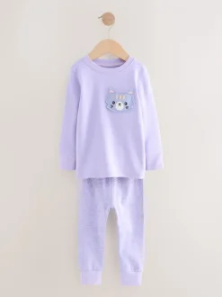 Multipacks|Nachtkleding En Pyjama's|Next - Verpakking van 3 knusse pyjama's (9 mnd-10 jr) Paarse kattenprint