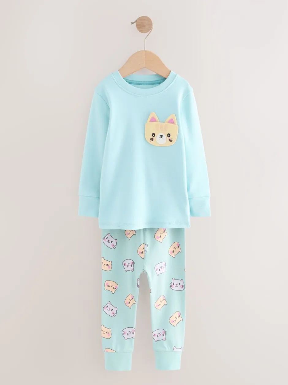 Multipacks|Nachtkleding En Pyjama's|Next - Verpakking van 3 knusse pyjama's (9 mnd-10 jr) Paarse kattenprint