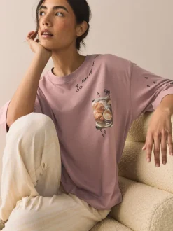 Pyjama's|Loungewear*Next Paarse Ontbijt - Pyjama met korte mouwen