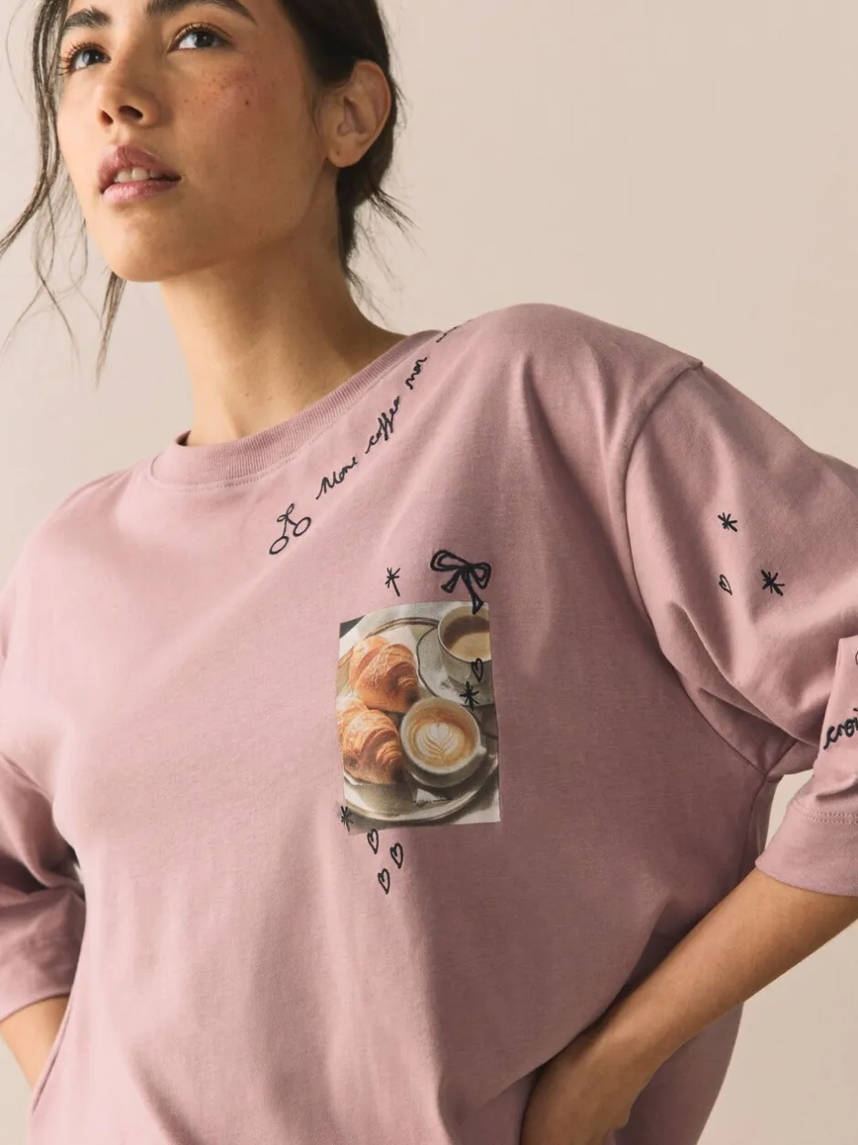 Pyjama's|Loungewear*Next Paarse Ontbijt - Pyjama met korte mouwen