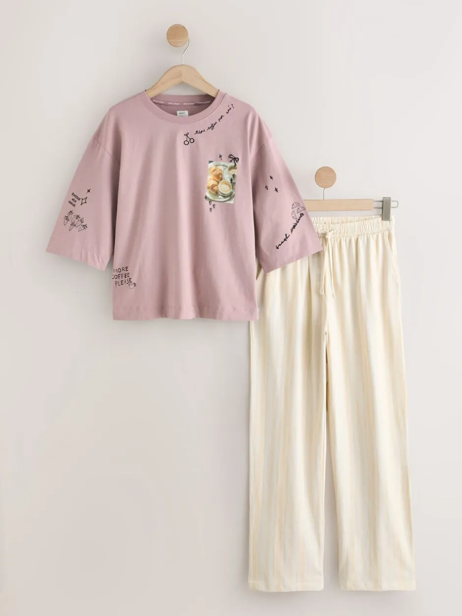 Pyjama's|Loungewear*Next Paarse Ontbijt - Pyjama met korte mouwen