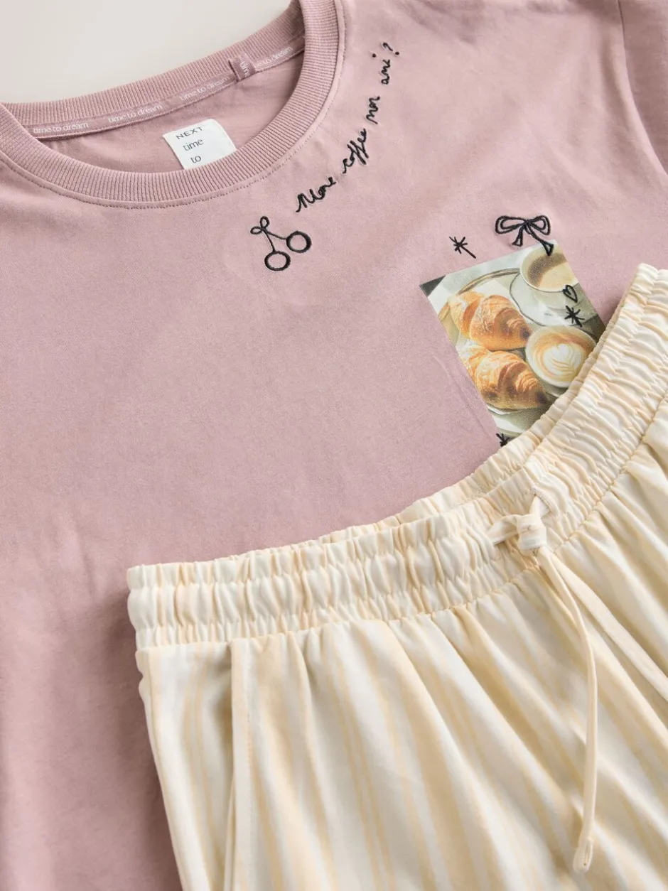 Pyjama's|Loungewear*Next Paarse Ontbijt - Pyjama met korte mouwen