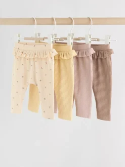 Broeken En Leggings*Next Paars/geel/crème met fijne print - Verpakking van 4 babyleggings (0 mnd -2 jr)