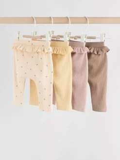 Broeken En Leggings*Next Paars/geel/crème met fijne print - Verpakking van 4 babyleggings (0 mnd -2 jr)