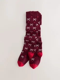 Sokken En Panty's*Next Paarsrood - Cotton Rich Bow Tights