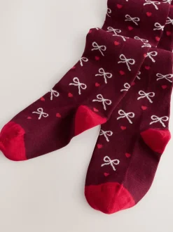 Sokken En Panty's*Next Paarsrood - Cotton Rich Bow Tights