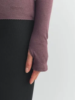 Alle Nacht- En Loungekleding*Next - Thermal Maximum Warmth Cosy Ribbed Roll Neck Top Paarsrood