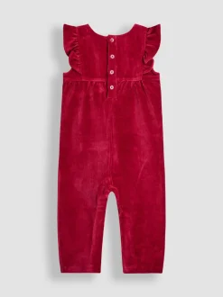 Jumpsuits En Playsuits|Jojo Maman Bébé - Appliqué Velour Dungarees & Top Set Paarsrood met konijnenprint