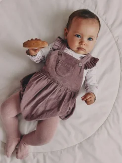 Sets En Combisets|Babypakjes En Babypyjama's*Next Paars/wit - Corduroy Baby Rompertje en Bodysuit met Lange mouwen en Panty's 3 -delige Set (0mnd -2jr)