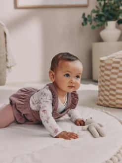Sets En Combisets|Babypakjes En Babypyjama's*Next Paars/wit - Corduroy Baby Rompertje en Bodysuit met Lange mouwen en Panty's 3 -delige Set (0mnd -2jr)