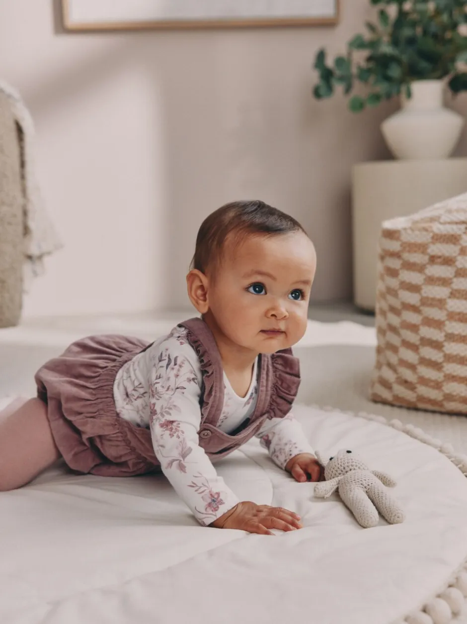 Sets En Combisets|Babypakjes En Babypyjama's*Next Paars/wit - Corduroy Baby Rompertje en Bodysuit met Lange mouwen en Panty's 3 -delige Set (0mnd -2jr)