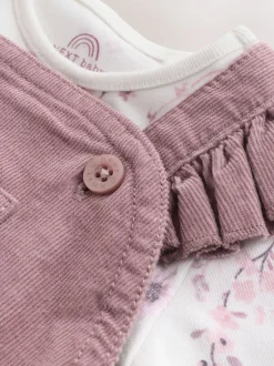 Sets En Combisets|Babypakjes En Babypyjama's*Next Paars/wit - Corduroy Baby Rompertje en Bodysuit met Lange mouwen en Panty's 3 -delige Set (0mnd -2jr)