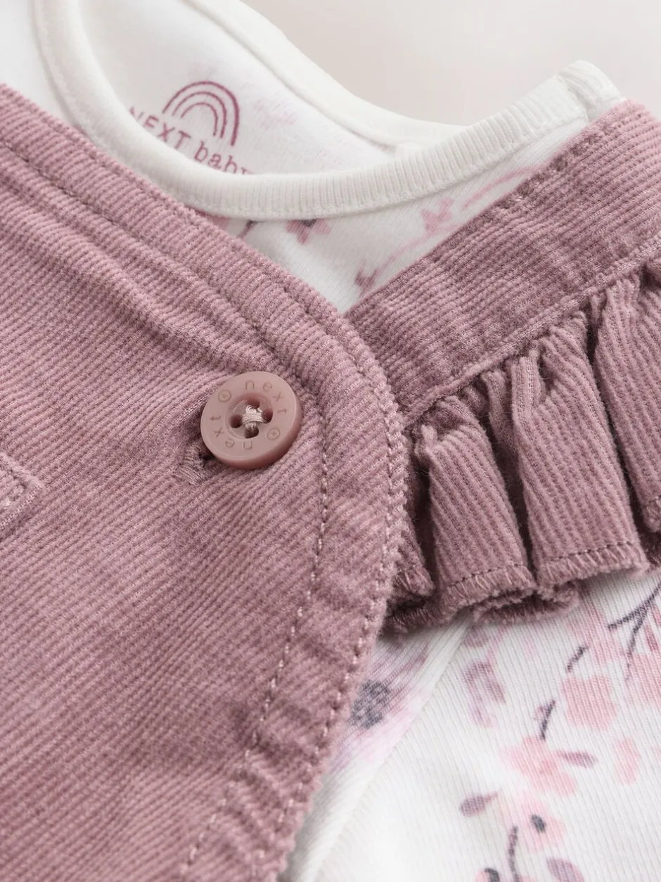 Sets En Combisets|Babypakjes En Babypyjama's*Next Paars/wit - Corduroy Baby Rompertje en Bodysuit met Lange mouwen en Panty's 3 -delige Set (0mnd -2jr)