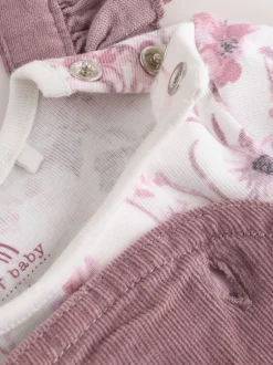 Sets En Combisets|Babypakjes En Babypyjama's*Next Paars/wit - Corduroy Baby Rompertje en Bodysuit met Lange mouwen en Panty's 3 -delige Set (0mnd -2jr)