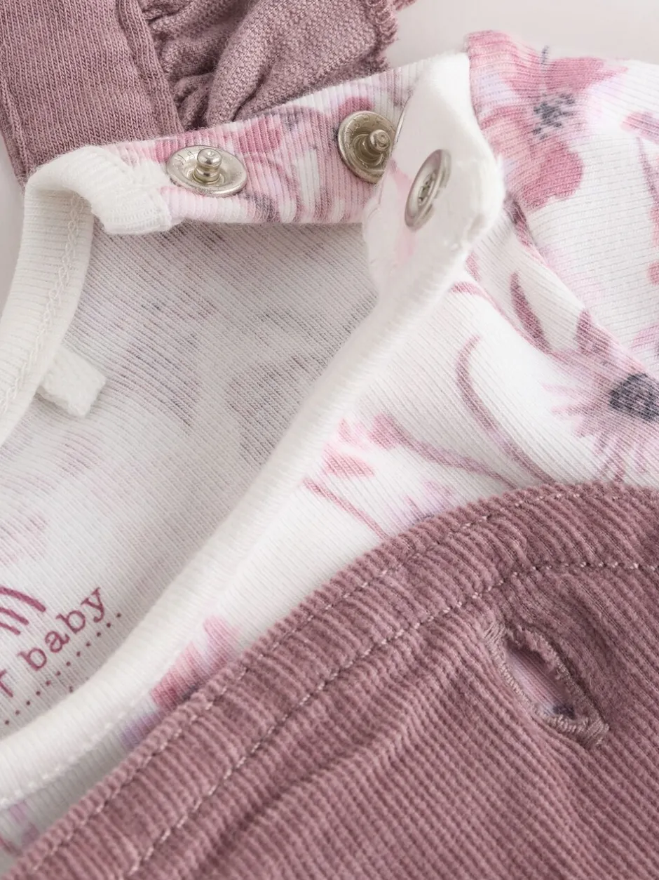 Sets En Combisets|Babypakjes En Babypyjama's*Next Paars/wit - Corduroy Baby Rompertje en Bodysuit met Lange mouwen en Panty's 3 -delige Set (0mnd -2jr)