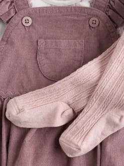 Sets En Combisets|Babypakjes En Babypyjama's*Next Paars/wit - Corduroy Baby Rompertje en Bodysuit met Lange mouwen en Panty's 3 -delige Set (0mnd -2jr)