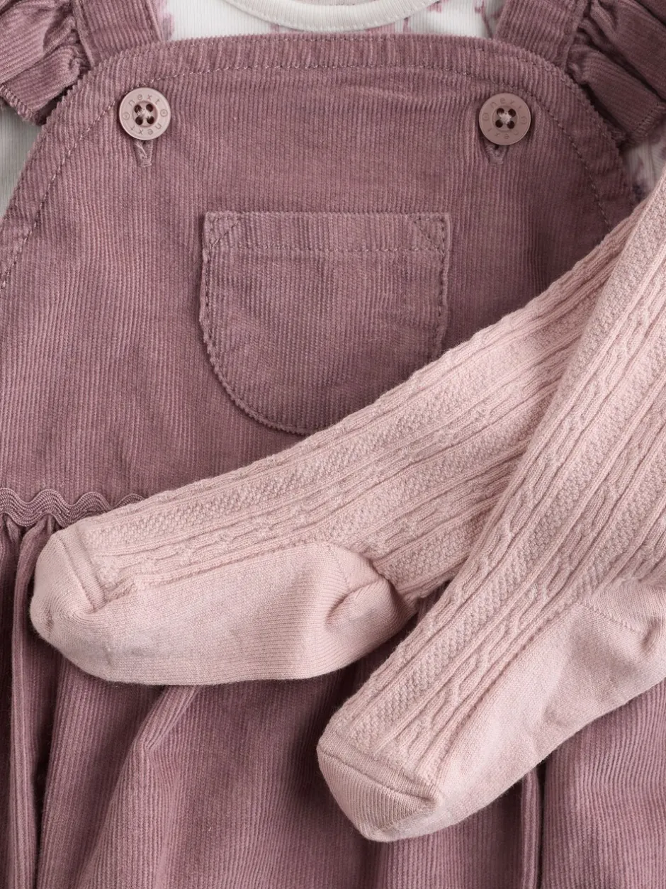 Sets En Combisets|Babypakjes En Babypyjama's*Next Paars/wit - Corduroy Baby Rompertje en Bodysuit met Lange mouwen en Panty's 3 -delige Set (0mnd -2jr)