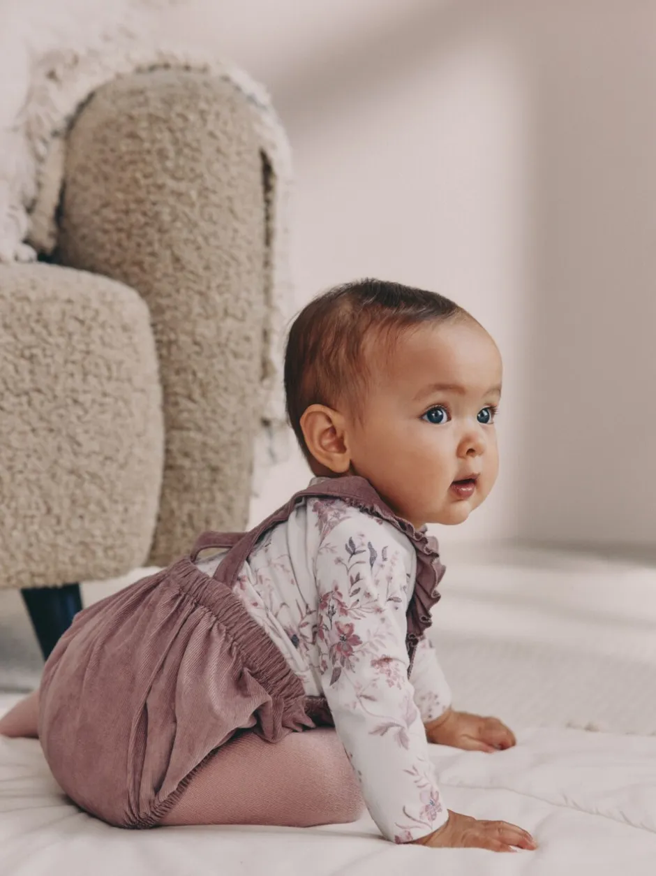 Sets En Combisets|Babypakjes En Babypyjama's*Next Paars/wit - Corduroy Baby Rompertje en Bodysuit met Lange mouwen en Panty's 3 -delige Set (0mnd -2jr)