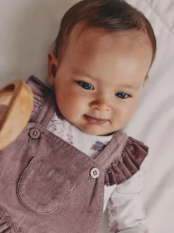 Sets En Combisets|Babypakjes En Babypyjama's*Next Paars/wit - Corduroy Baby Rompertje en Bodysuit met Lange mouwen en Panty's 3 -delige Set (0mnd -2jr)