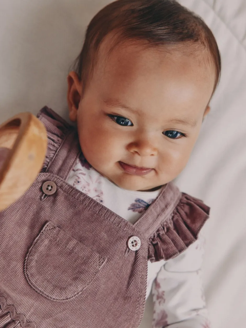 Sets En Combisets|Babypakjes En Babypyjama's*Next Paars/wit - Corduroy Baby Rompertje en Bodysuit met Lange mouwen en Panty's 3 -delige Set (0mnd -2jr)