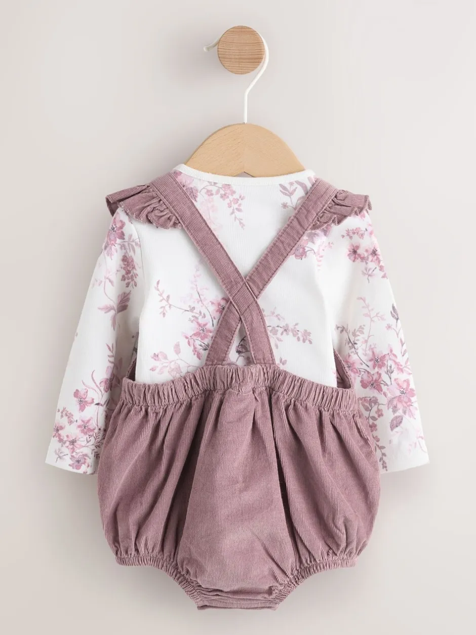 Sets En Combisets|Babypakjes En Babypyjama's*Next Paars/wit - Corduroy Baby Rompertje en Bodysuit met Lange mouwen en Panty's 3 -delige Set (0mnd -2jr)