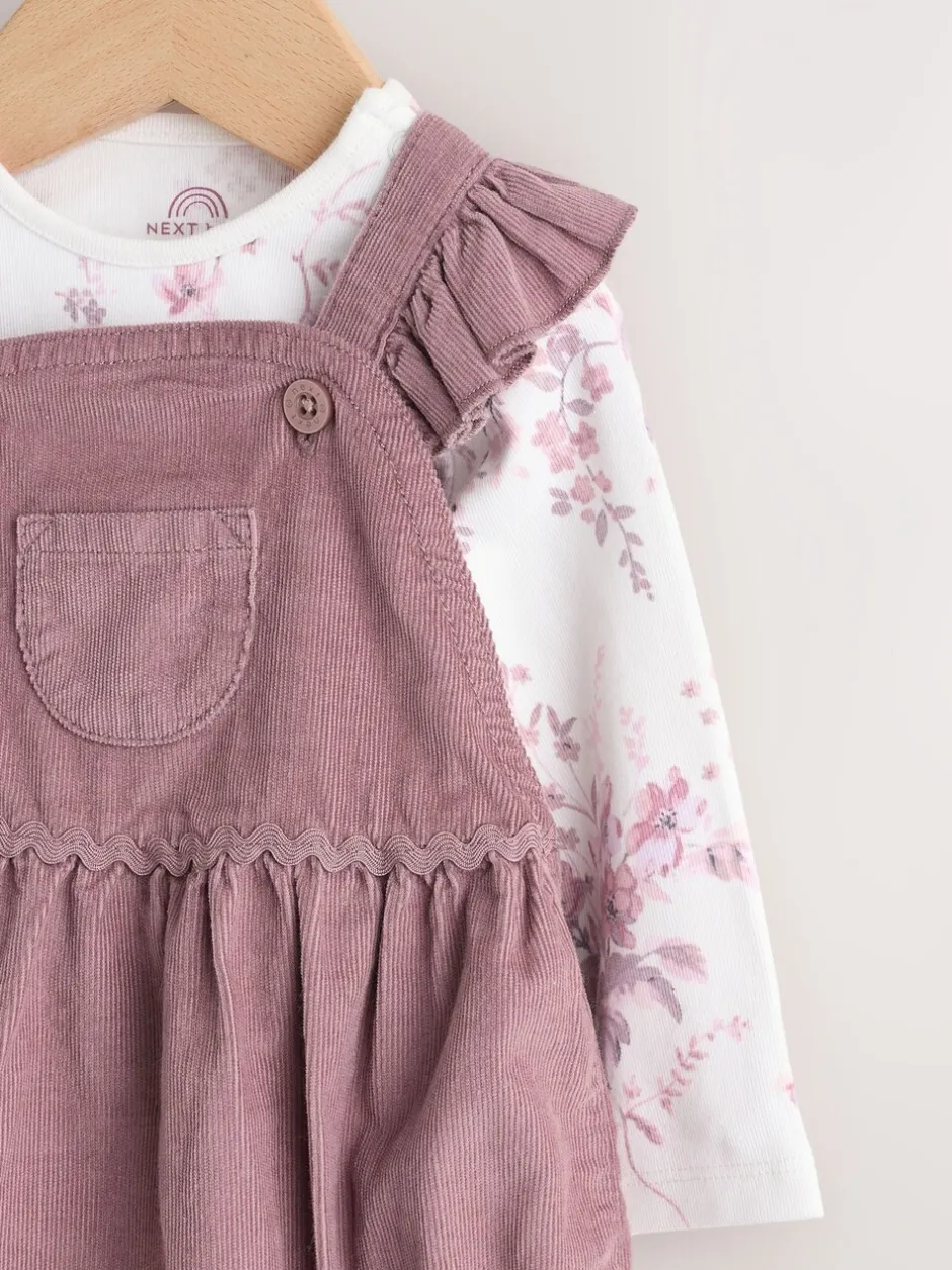 Sets En Combisets|Babypakjes En Babypyjama's*Next Paars/wit - Corduroy Baby Rompertje en Bodysuit met Lange mouwen en Panty's 3 -delige Set (0mnd -2jr)
