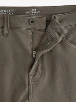 Jeans|Next Paddenstoelbruin - Slim Fit - Comfortabele stretchjeans