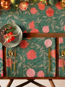 Tafellinnen En Placemats |Paoletti - Set van 4 tafelplacemats in paarsrood