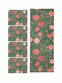 Tafellinnen En Placemats *Paoletti - Set van 4 tafelplacemats en tafelloper in paarsrood
