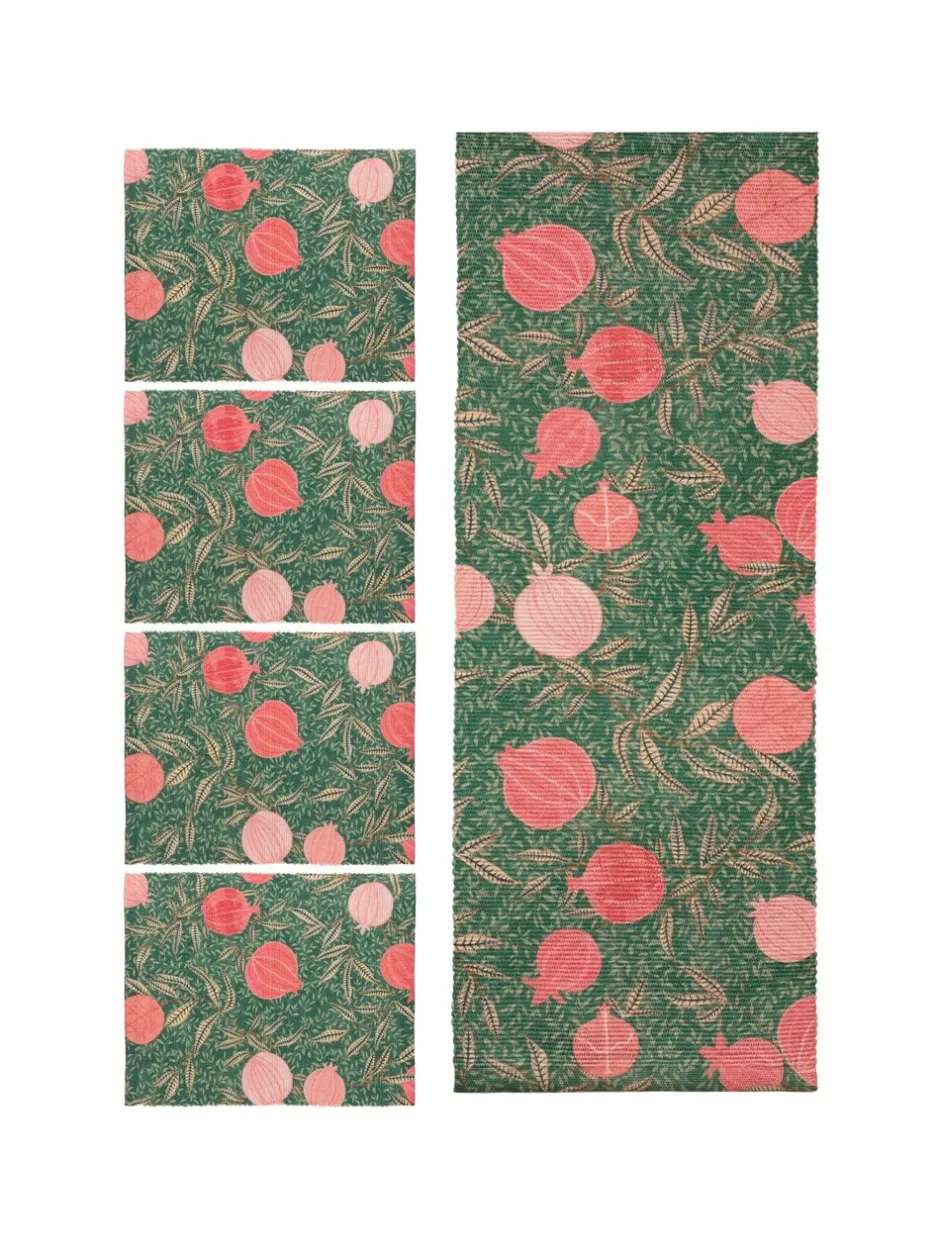 Tafellinnen En Placemats *Paoletti - Set van 4 tafelplacemats en tafelloper in paarsrood