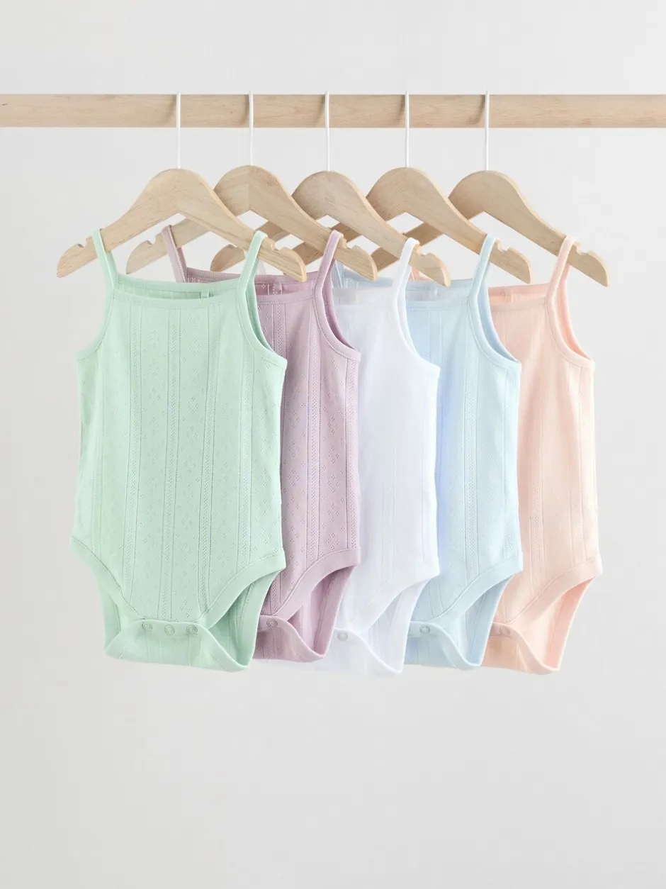 Rompertjes En Hemdjes|Rompertjes En Hemdjes|Next Pastel - 5 Pack Vest Pointelle Baby Bodysuits
