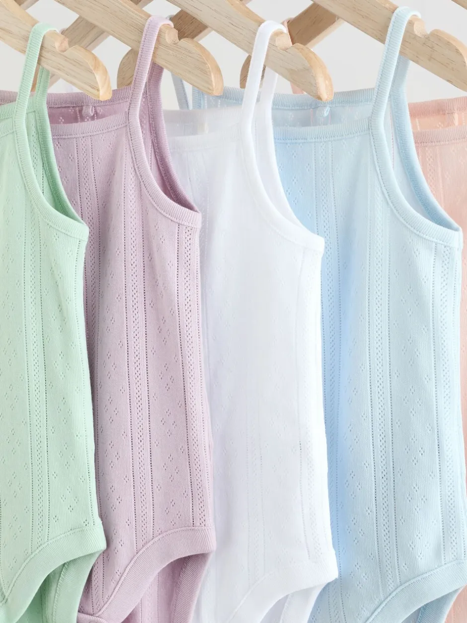 Rompertjes En Hemdjes|Rompertjes En Hemdjes|Next Pastel - 5 Pack Vest Pointelle Baby Bodysuits