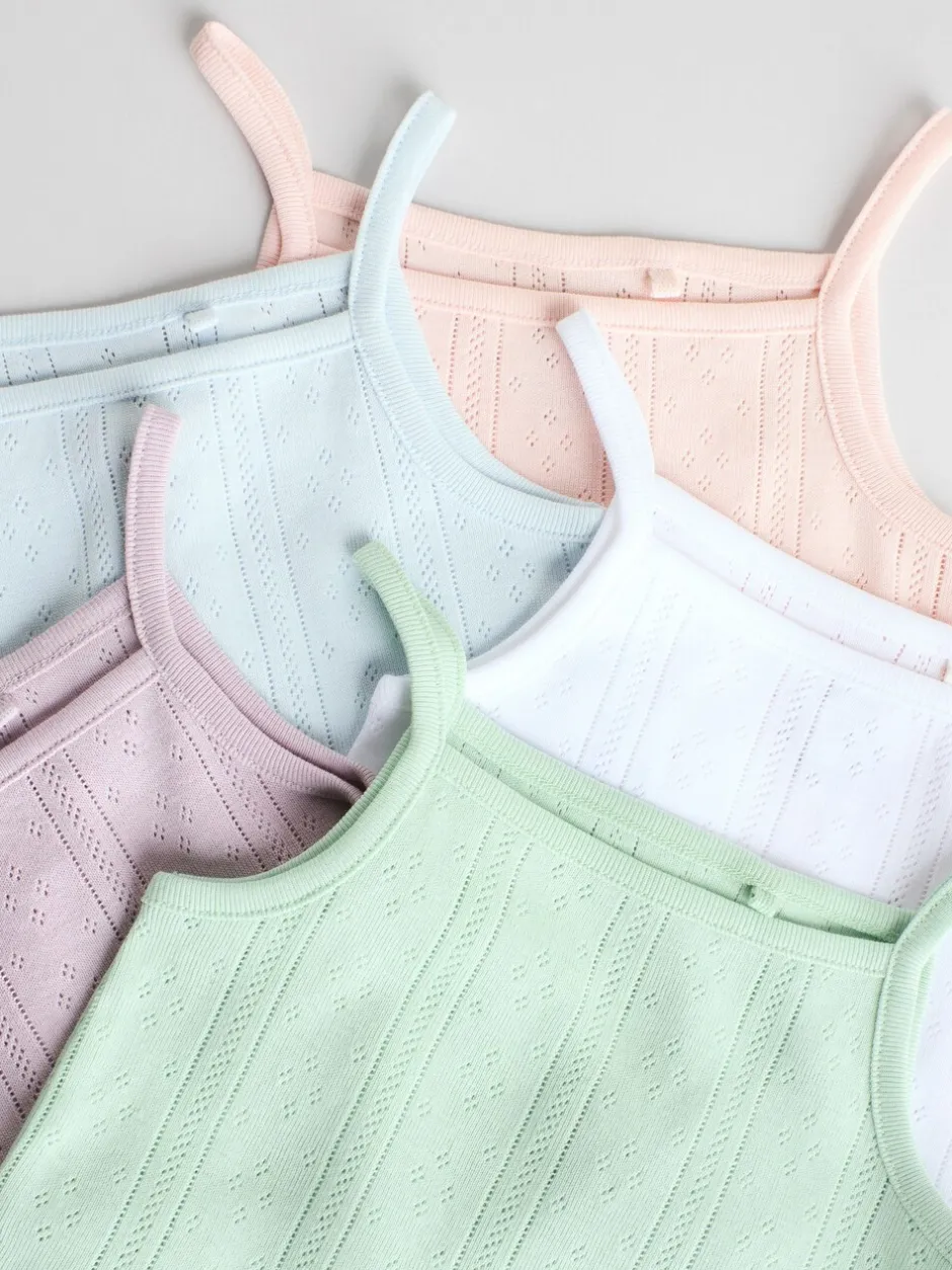 Rompertjes En Hemdjes|Rompertjes En Hemdjes|Next Pastel - 5 Pack Vest Pointelle Baby Bodysuits
