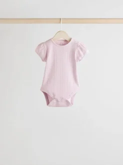 Rompertjes En Hemdjes|Rompertjes En Hemdjes|Next Pastel - 5 Pak Korte mouwen Pointelle Baby Bodysuits