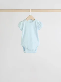 Rompertjes En Hemdjes|Rompertjes En Hemdjes|Next Pastel - 5 Pak Korte mouwen Pointelle Baby Bodysuits